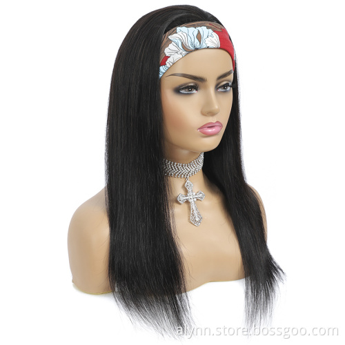 Straight Wig Human Hair Headband Wigs 180% Density Wigs For Women Cheap Headband Wigs